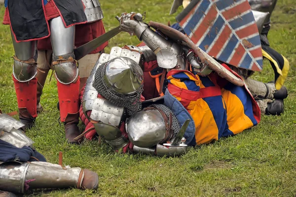 Bătălia medievală la festivalul de reconstrucție istorică "Ru — Fotografie, imagine de stoc