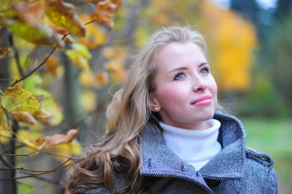 Girl with autumn leaves — Stock Photo, Image