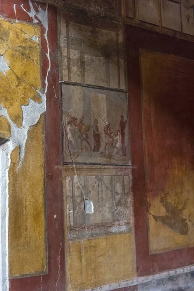Itália Pompeia 2018 Pintura Uma Casa Pompeia Uma Antiga Cidade — Fotografia de Stock