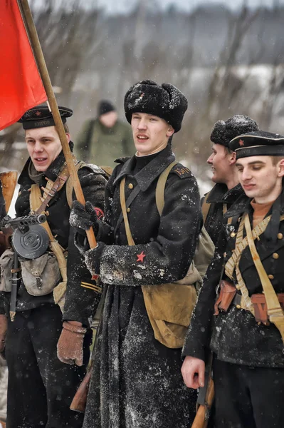 2012年1月22日 第二次世界大戦中のソ連軍兵士 レニングラード包囲戦を解除した戦いの軍事史的復興 — ストック写真
