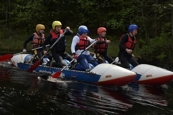 Russie Saint Pétersbourg 2015 Rafting Radeaux Kayaks Compétitions Ouvertes Carélie — Photo