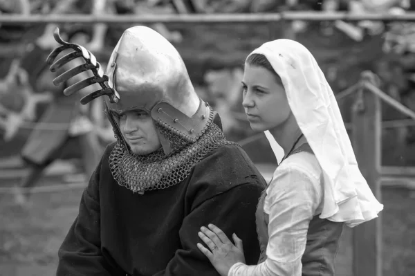 Russia Vyborg 2011 Couple Medieval Clothing Festival Historical Reconstruction Middle — Stock Photo, Image