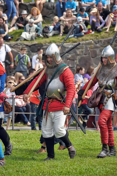 Russia Vyborg 2011 Cavalieri Uniforme Militare Festival Della Ricostruzione Storica — Foto Stock