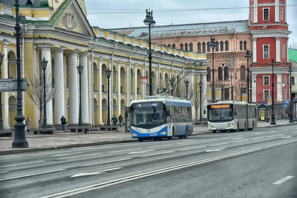 Rosja Sankt Petersburg 2020 Pusta Aleja Miasta Newski Podczas Epidemii — Zdjęcie stockowe