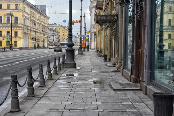 Russie Saint Pétersbourg 2020 Empty Nevsky City Avenue Coronavirus Epidemic — Photo