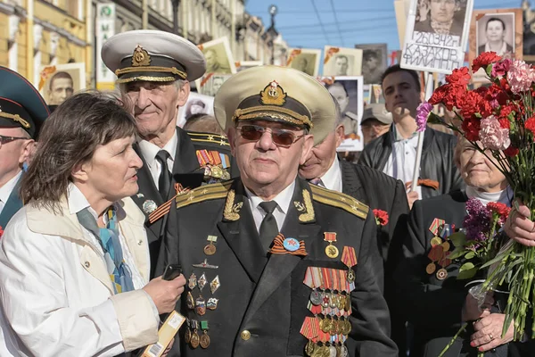 Rússia Sankt Petersburg Maio 2015 Dia Vitória Desfile Regimento Imortal — Fotografia de Stock