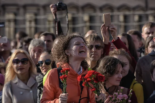 Russia Petersburg 2015 Citizens Nevsky Prospekt Victory Day — Stock Photo, Image