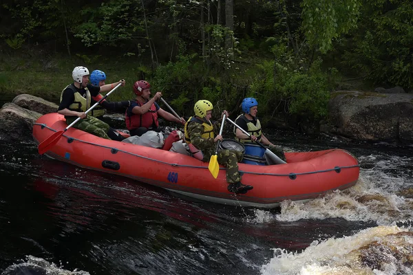Rosja Sankt Petersburg 2015 Rafting Tratwami Kajakami Otwarte Zawody Karelii — Zdjęcie stockowe