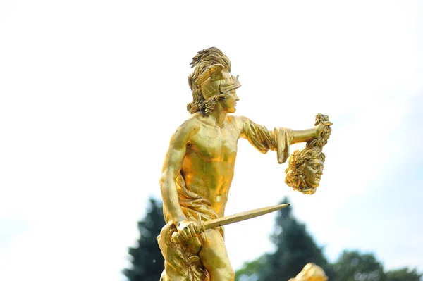 Russie Saint Pétersbourg 2019 Sculptures Des Fontaines Peterhof Été — Photo