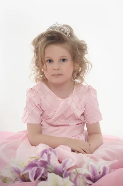 粉红的漂亮小女孩的画像 — 图库照片