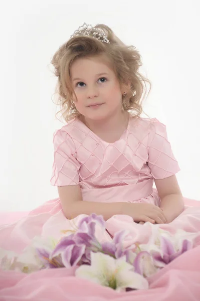 粉红的漂亮小女孩的画像 — 图库照片