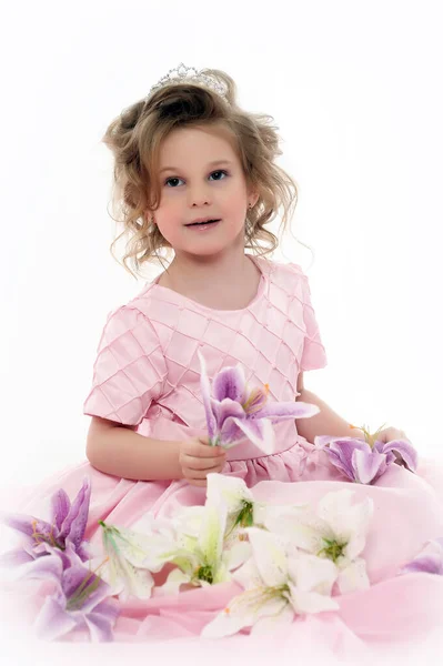 Portrait Beautiful Little Girl Pink — Stock Photo, Image