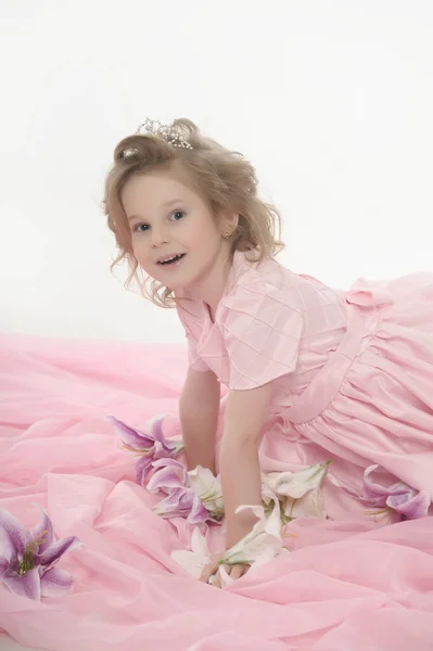 Portrait Beautiful Little Girl Pink — Stock Photo, Image