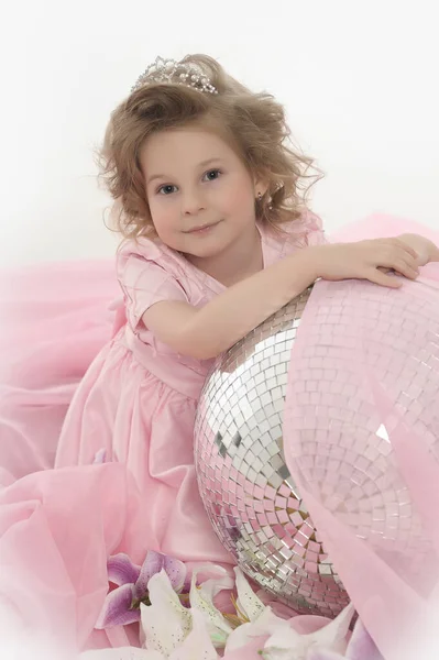 Porträt Der Schönen Kleinen Mädchen Rosa — Stockfoto