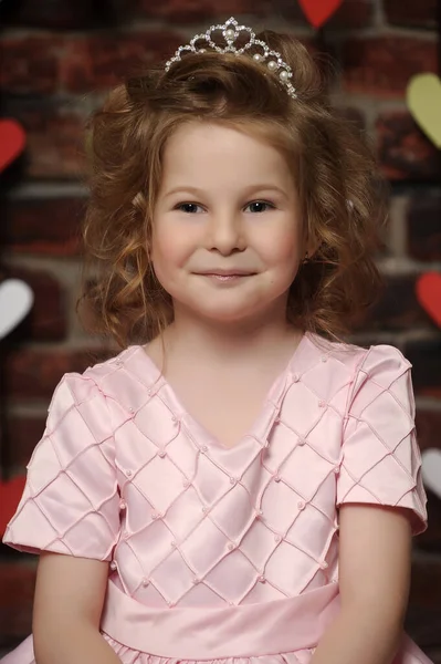 Portrait Beautiful Little Girl Pink — Stock Photo, Image