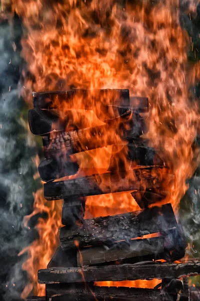 Fogata Primer Plano Fuego Fuego Madera —  Fotos de Stock