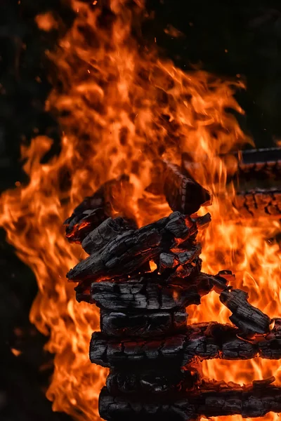 Máglya Közeli Tűz Tűz — Stock Fotó