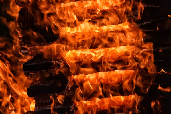 Ognisko Zbliżenie Ogień Ogień Drewnie — Zdjęcie stockowe