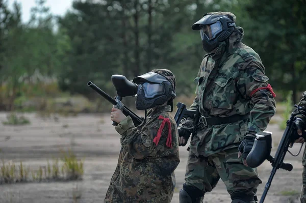 Petersburg Russia 2017 Turniej Paintballa Świeżym Powietrzu Pod Koniec Lata — Zdjęcie stockowe