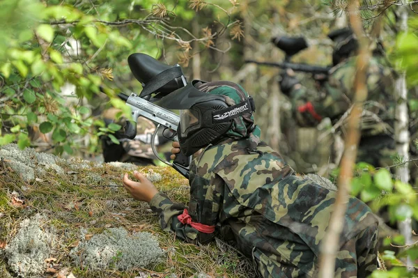 Petersburg Russia 2017 Turniej Paintballa Świeżym Powietrzu Pod Koniec Lata — Zdjęcie stockowe