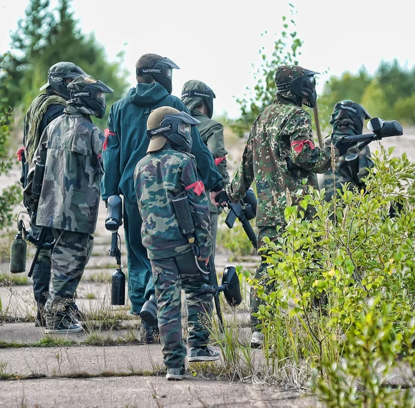 São Petersburgo Rússia 2017 Torneio Paintball Livre Final Verão Natureza — Fotografia de Stock