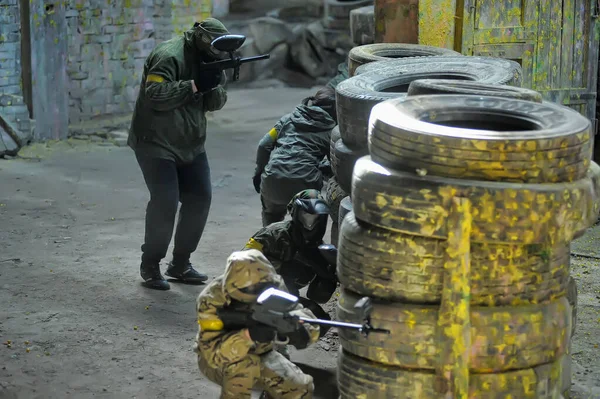 Petersburg Russia 2017 Turniej Paintballa Świeżym Powietrzu Pod Koniec Lata — Zdjęcie stockowe