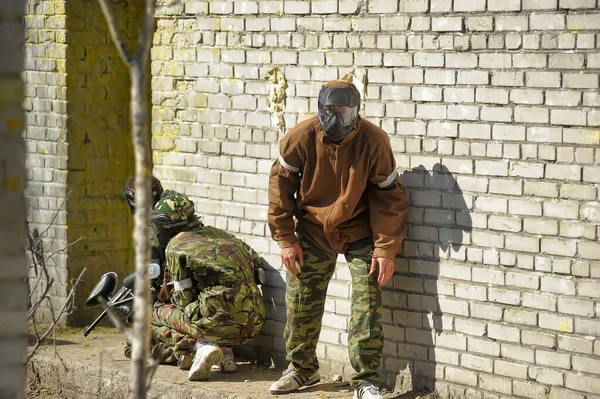 Petersburg Russia 2017 Açık Hava Paintball Turnuvası Yazın Sonunda Kamuflajlı — Stok fotoğraf