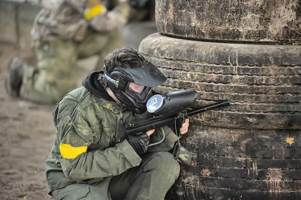 São Petersburgo Rússia 2017 Torneio Paintball Livre Final Verão Natureza — Fotografia de Stock