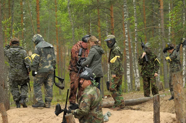 São Petersburgo Rússia 2017 Torneio Paintball Livre Final Verão Natureza — Fotografia de Stock