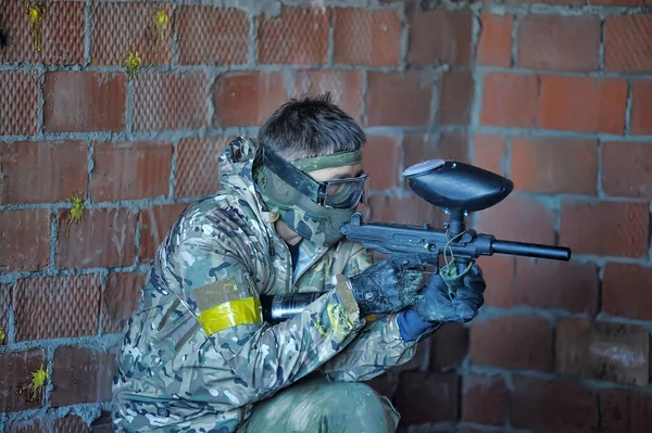 Petersburg Russia 2017 Turniej Paintballa Świeżym Powietrzu Pod Koniec Lata — Zdjęcie stockowe