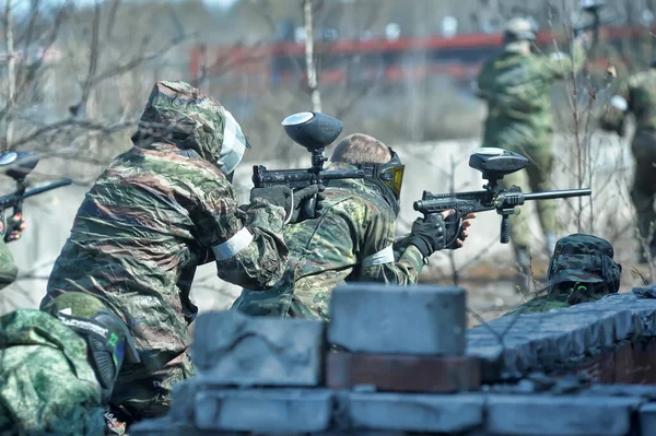 Petersburg Russia 2017 Turniej Paintballa Świeżym Powietrzu Pod Koniec Lata — Zdjęcie stockowe