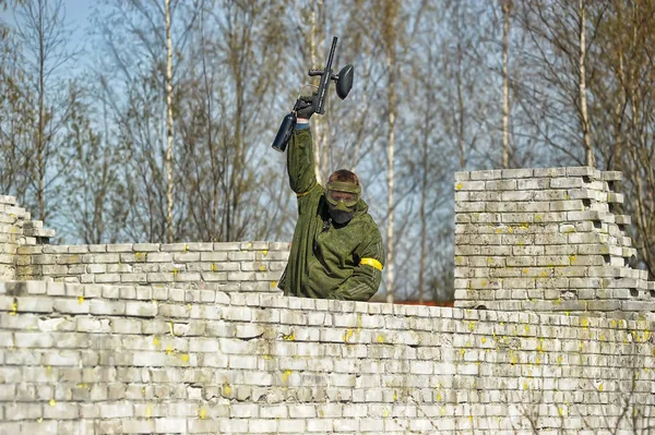 Petersburg Russia 2017 Turniej Paintballa Świeżym Powietrzu Pod Koniec Lata — Zdjęcie stockowe