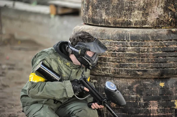 São Petersburgo Rússia 2017 Torneio Paintball Livre Final Verão Natureza — Fotografia de Stock