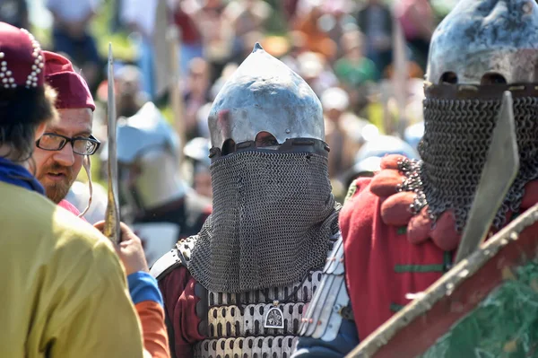 Russia Vyborg 22012 Knights Armor Russian Fortress Festival Historical Reconstruction — Stock Photo, Image