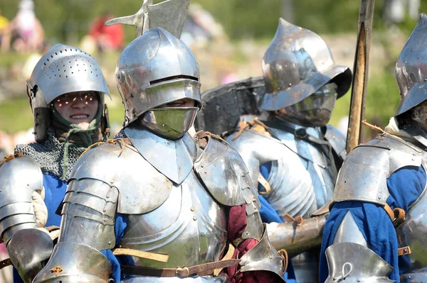 Russia Vyborg 22012 Knights Armor Russian Fortress Festival Historical Reconstruction — Stock Photo, Image