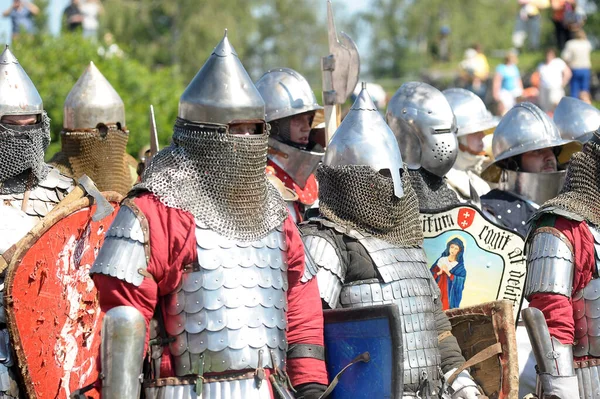 Rusko Vyborg 22012 Rytíři Brnění Festivalu Historické Rekonstrukce Ruské Pevnosti — Stock fotografie