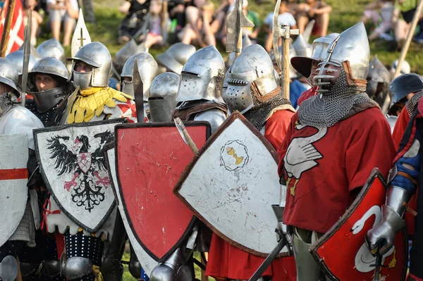 Russie Vyborg 22012 Chevaliers Armure Festival Forteresse Russe Reconstruction Historique — Photo