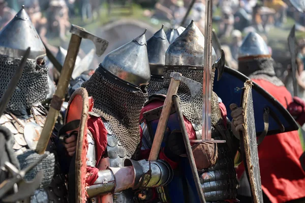 Russia Vyborg 2012 Knights Armor Battle Russian Fortress Festival Historical — Stock Photo, Image