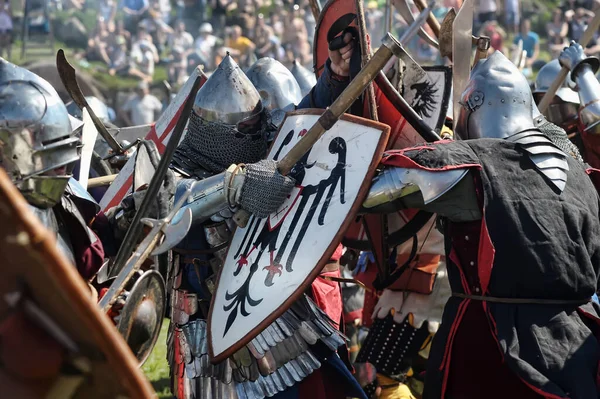 Russia Vyborg 2012 Knights Armor Battle Russian Fortress Festival Historical — Stock Photo, Image