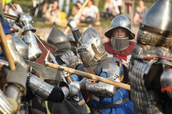 Russia Vyborg 2012 Knights Armor Battle Russian Fortress Festival Historical — Stock Photo, Image