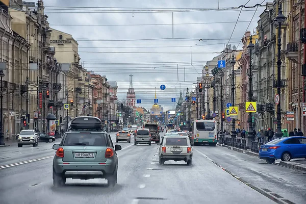 Rusia San Petersburgo 2020 Perspectiva Nevsky Vaciada Durante Epidemia Coronavirus —  Fotos de Stock