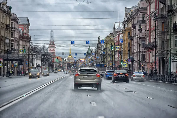 Russie Saint Pétersbourg 2020 Perspective Nevsky Vidée Pendant Épidémie Coronavirus — Photo