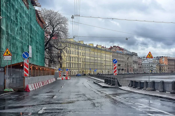 Russia Petersburg 2020 Deserted Embankment Fontanka River Coronavirus Epidemic — 스톡 사진