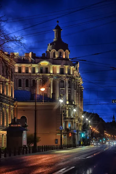 Russland Petersburg 2020 Die Menschenleere Kamennoostrovsky Avenue Abend Während Der — Stockfoto