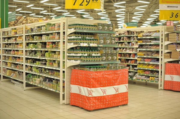 Rusland Petersburg 2020 Het Ontbreken Van Klanten Supermarkt Tijdens Coronavirusepidemie — Stockfoto