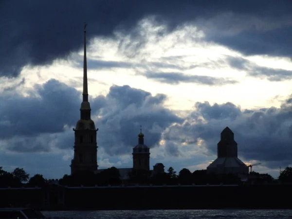 Rosja Petersburg 2020 Twierdza Piotra Pawła Nocy Widok Nevy — Zdjęcie stockowe