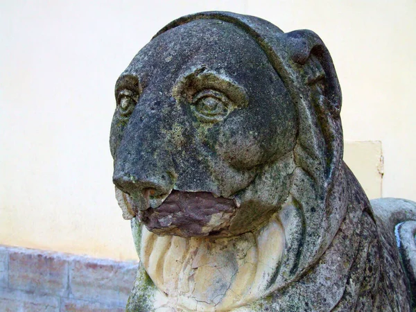 Pavlovsk Russia 2018 Scultura Leone Guardia Delle Porte Del Palazzo — Foto Stock