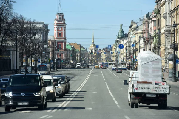 Rusland Petersburg 2020 Verkeerswagen Nevsky Prospect — Stockfoto