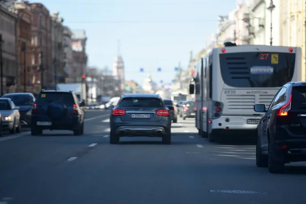 Russie Saint Pétersbourg 2020 Voiture Sur Nevsky Prospect — Photo