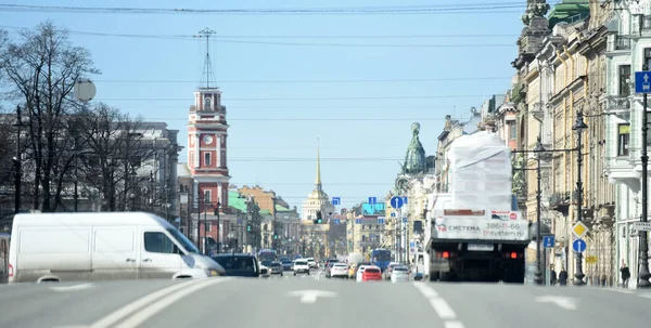 Oroszország Szentpétervár 2020 Közlekedési Autó Nyevszkij Kilátásban — Stock Fotó